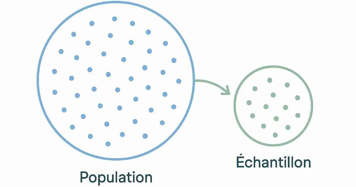 Statistique descriptive - Schéma illustrant la relation entre population et échantillon