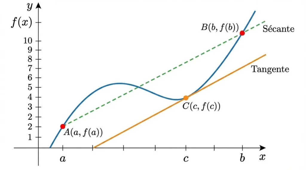 Illustration géométrique du théorème des accroissements finis (TAF)