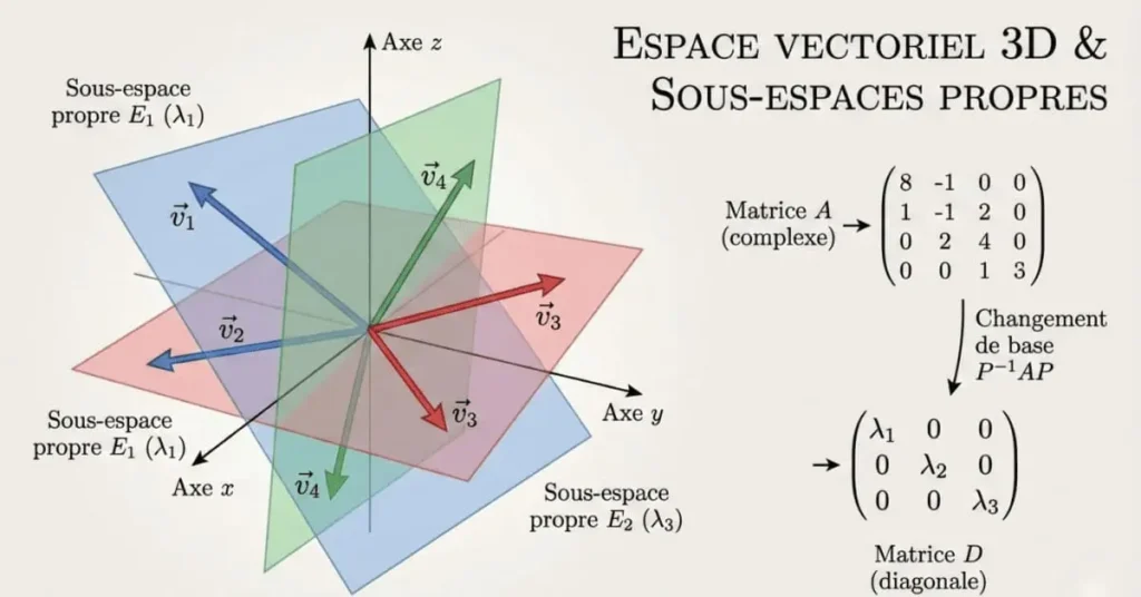 Réduction des endomorphismes - Représentation géométrique des sous-espaces propres