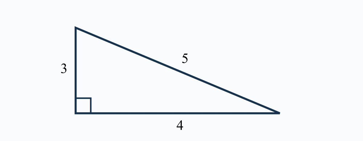 Triangle rectangle avec les longueurs trois quatre cinq