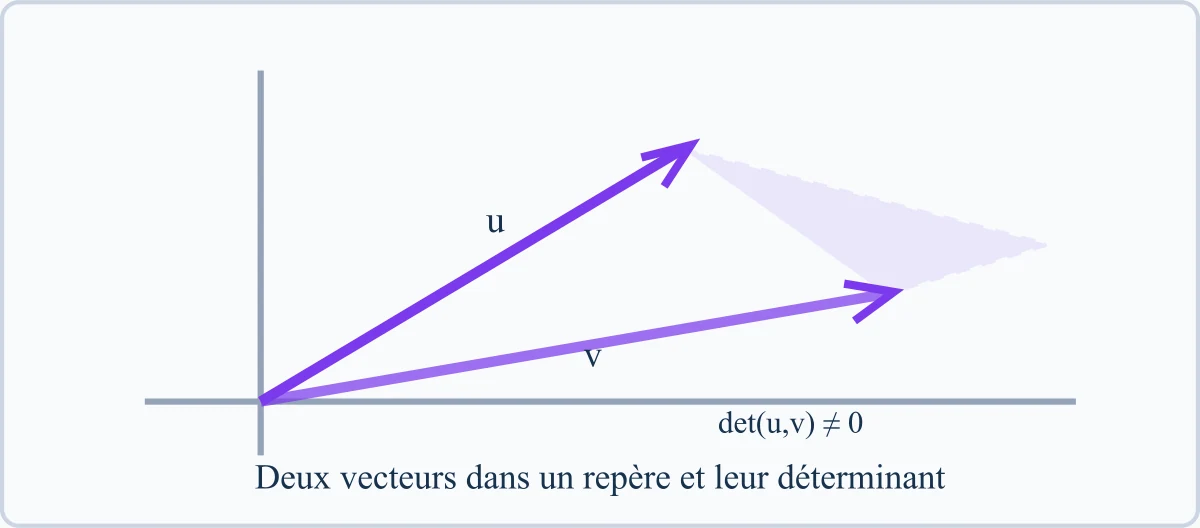 Deux vecteurs dans un repère et leur déterminant